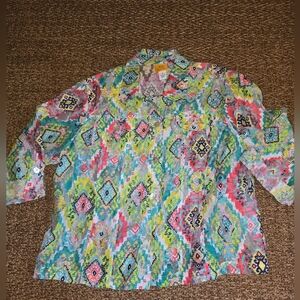 Ruby Road Aztec Burnout shirt jacket. Womens 18